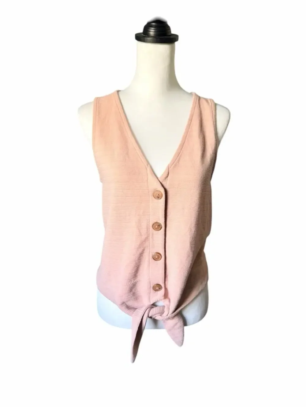 J. Crew Blush Pink Button-Front Tie Hem Camisole